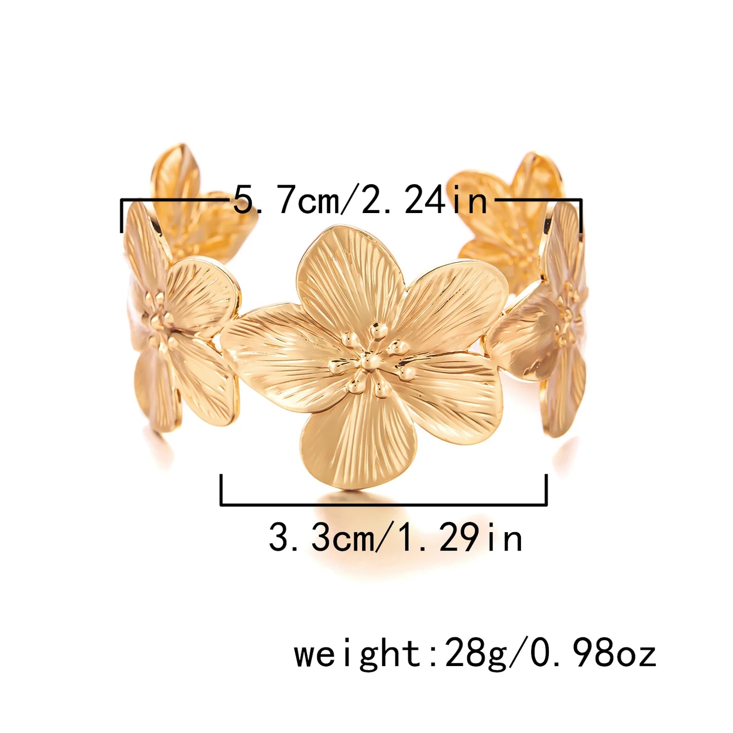 Jonc en fleur couleur or - Bracelet pour femme