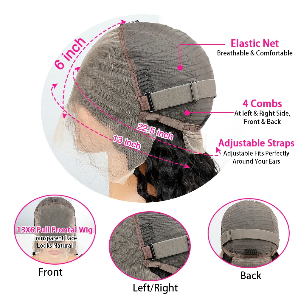 Perruques Lace Frontale Wavy en cheveux naturels