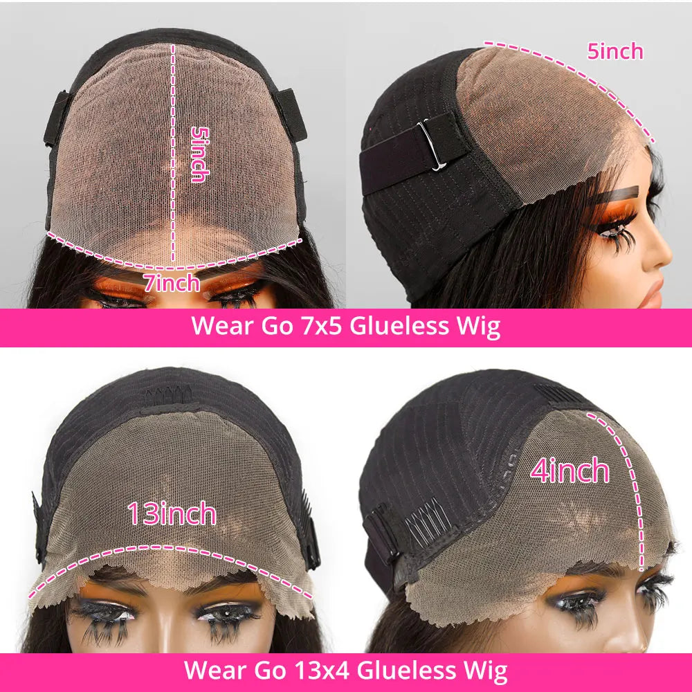 Perruque naturelle lisse sans colle