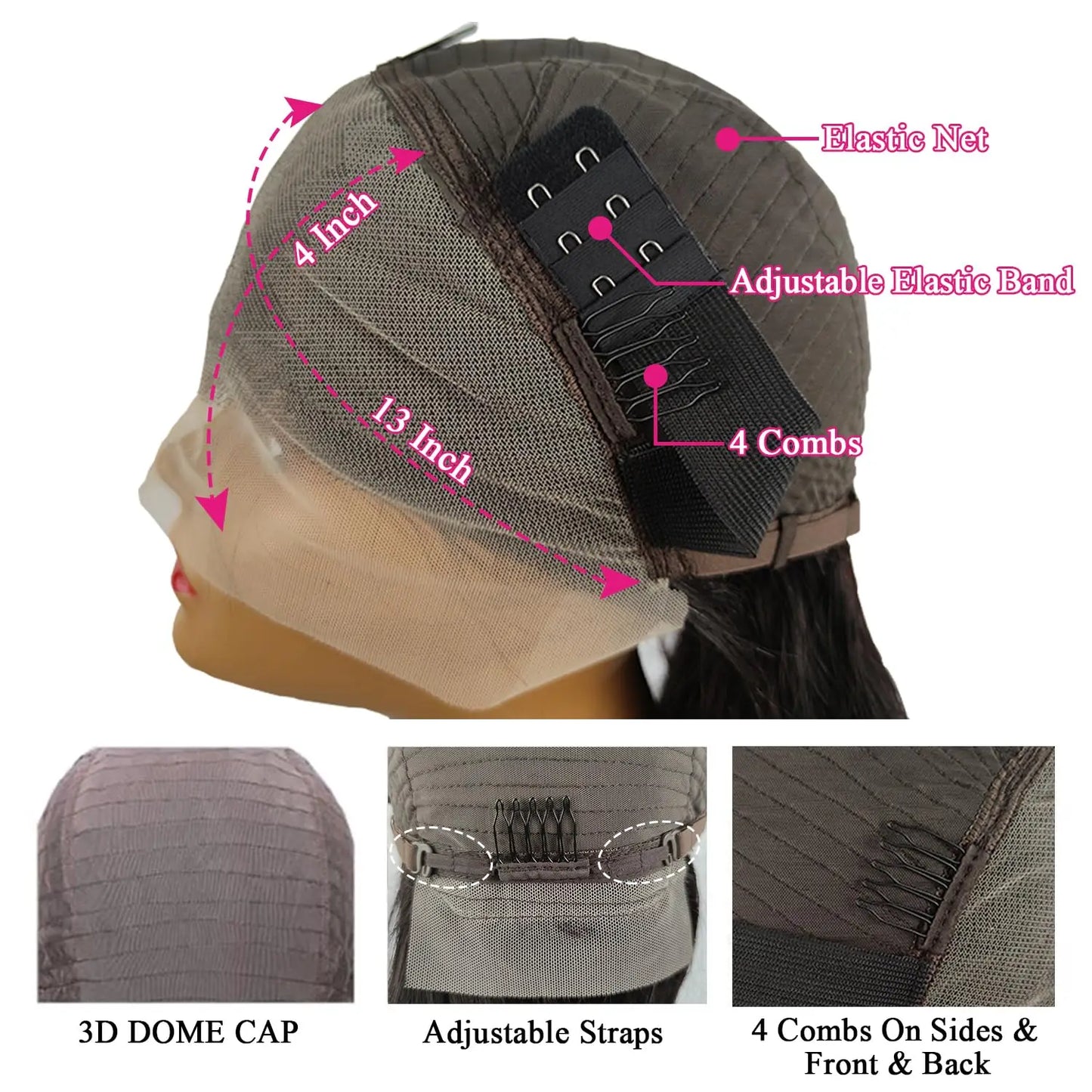 Perruque Bordeaux Sans Colle – 3 Variantes