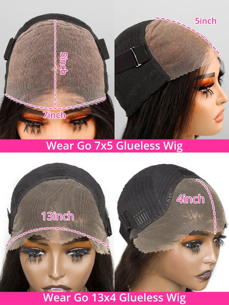 Perruque naturelle lisse sans colle