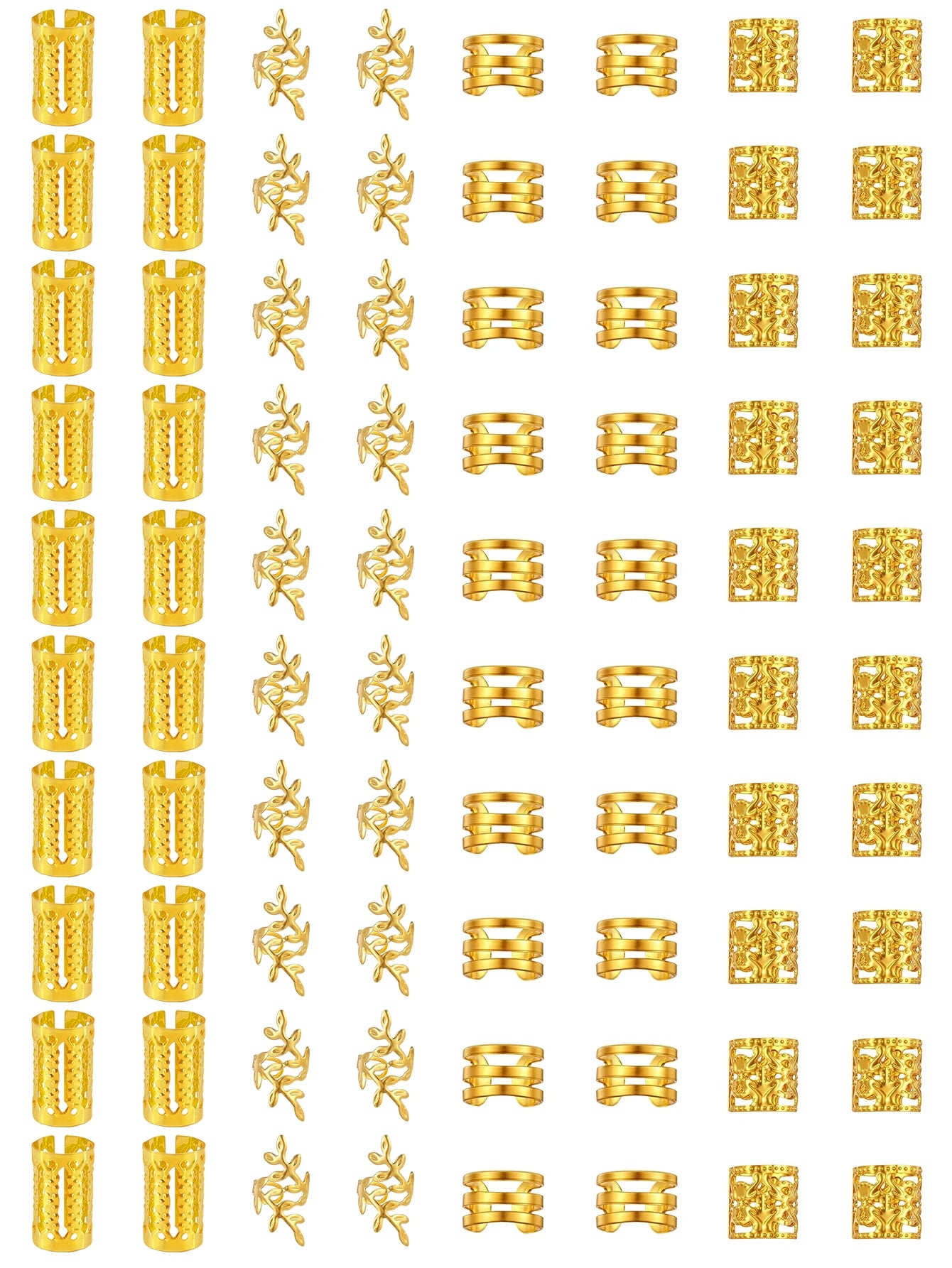 Lot de 40/80 anneaux de cheveux élégants - bijoux pour tresses et coiffures