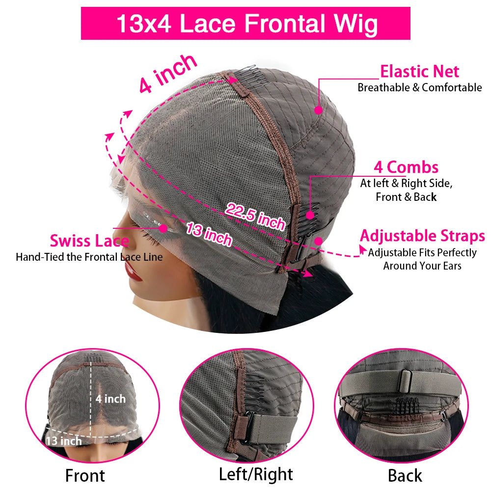 Perruques Lace Frontale Wavy en cheveux naturels