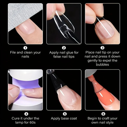 Faux Ongles à Coller – 120 Pièces, 7 Tailles